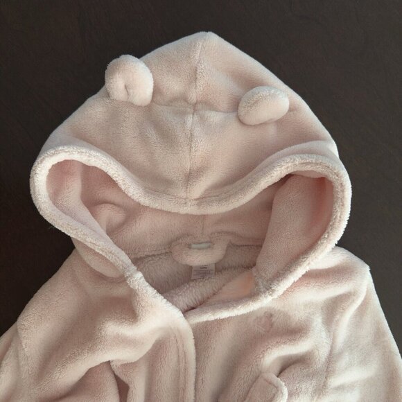 Baby Gap 2T Girls Yummy‎ Robe Bear Ears Pink Cameo Soft Fleece Hooded Bath Sleep - Picture 4 of 9